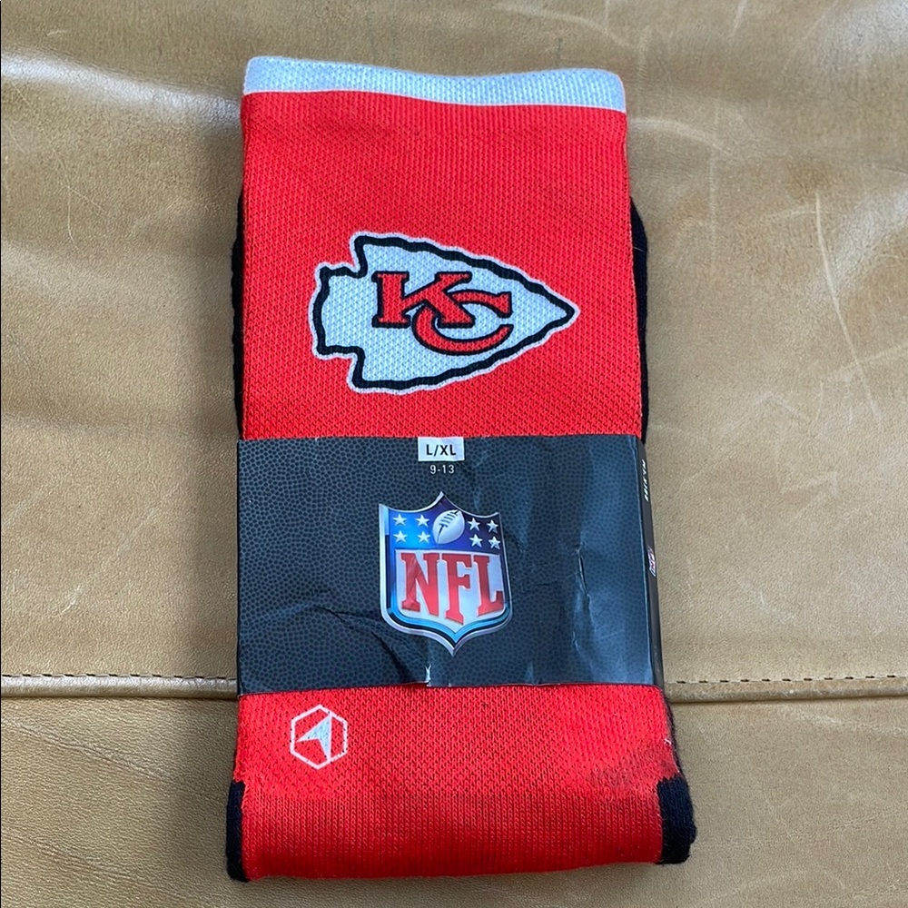 ROCK'EM Men's NFL Kansas City Chiefs Custom Jersey Crew Socks Size L-XL In Red